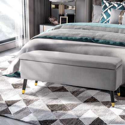 HOMCOM Sitzbank, Polsterbank mit Stauraum, Truhenbank, Metall, Schaumstoff, Kautschukholz, Kohlegrau, 110 x 43 x 45 cm