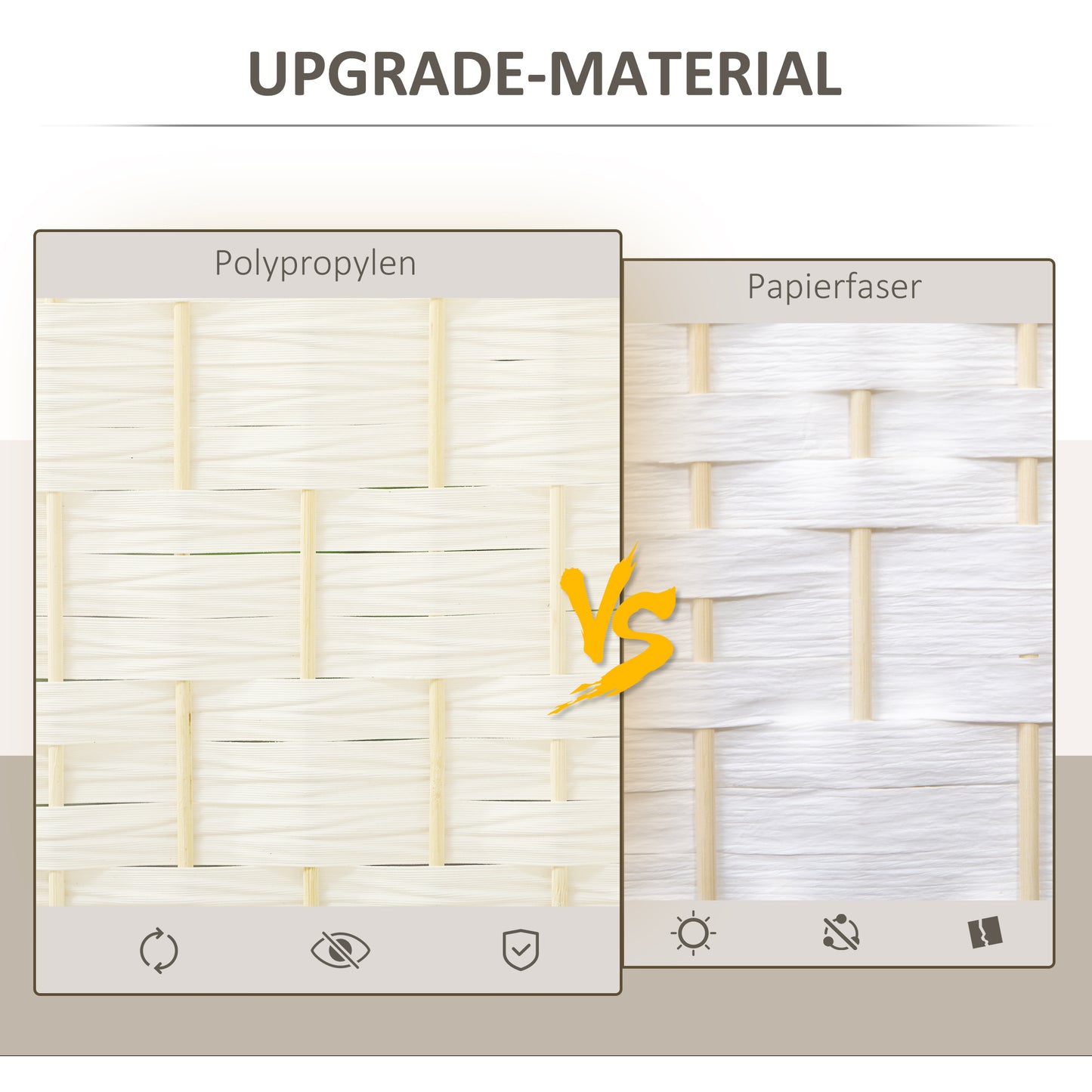 HOMCOM Raumteiler, 4-teilig faltbare Trennwand, Geflechtmuster, Kiefernholz, Weiß