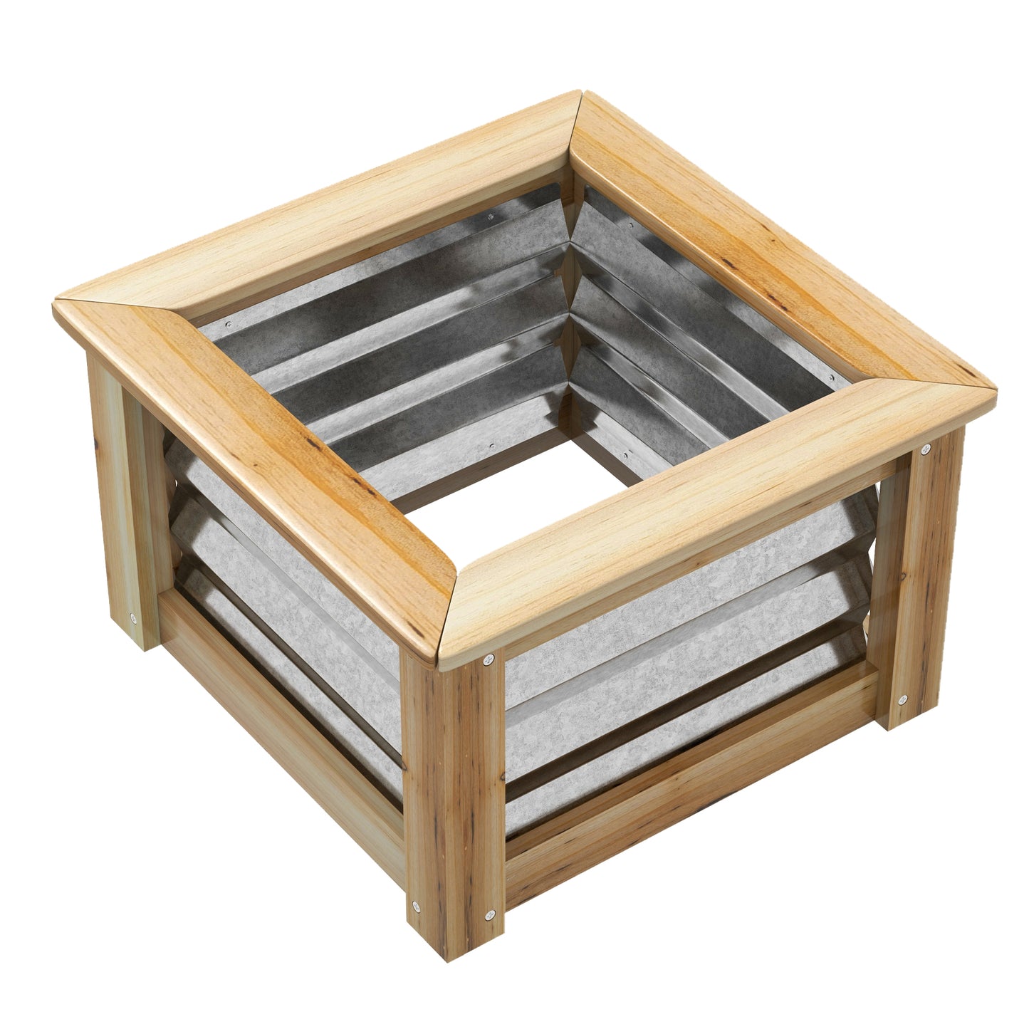 Outsunny Hochbeet, selbstentwässernd, offener Boden, Metall+Holz, 45 x 45 x 30cm