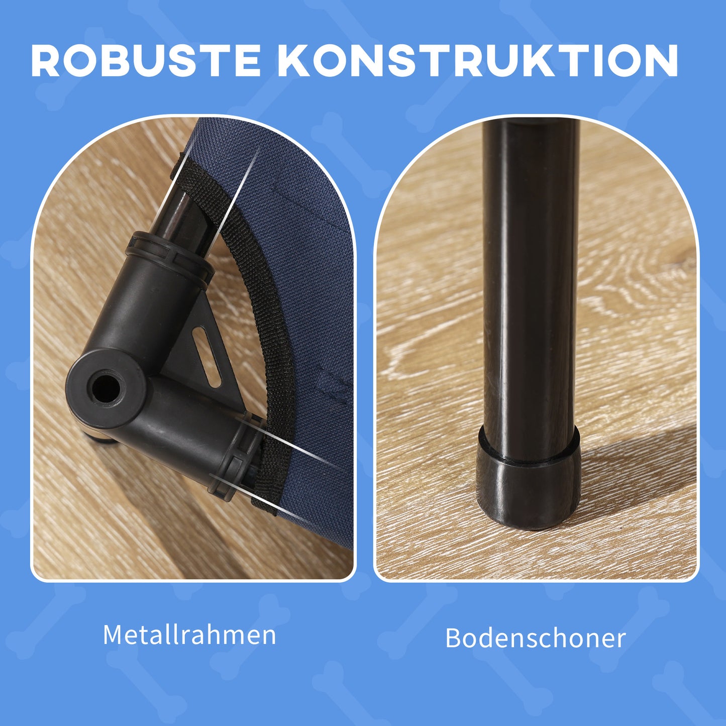 PawHut Haustierbett mit Baldachin, Hundebett, klappbar, wetterbeständig, Blau