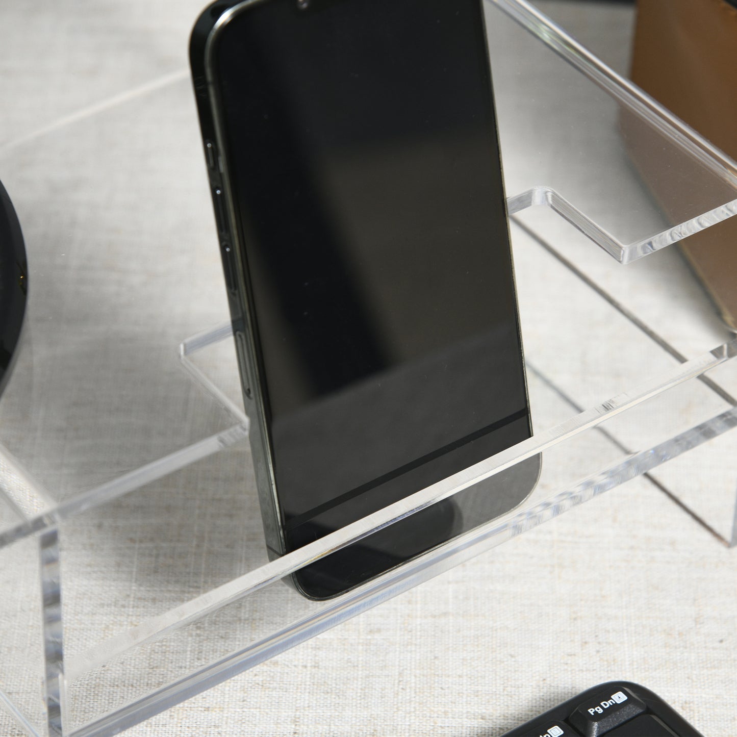 HOMCOM Monitorständer mit Tastaturfach, transparent, für Monitore bis 24 Zoll, 2 Etagen, Acryl, 50,8 x 19 x 12 cm