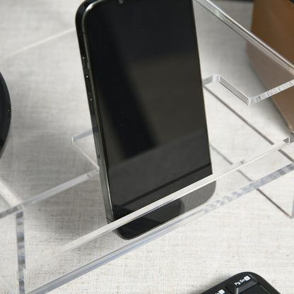 HOMCOM Monitorständer mit Tastaturfach, transparent, für Monitore bis 24 Zoll, 2 Etagen, Acryl, 50,8 x 19 x 12 cm