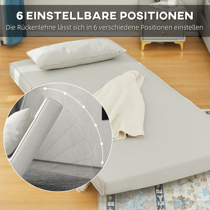 HOMCOM Einzelsofa Schlafsofa Sofabett Klappsofa verstellbar Rückenlehne Liege nordisch skandinavisch 25D Schaumstoff Haus Leinenimitat Tannenholz Cremeweiß 94 x 78 x 80 cm