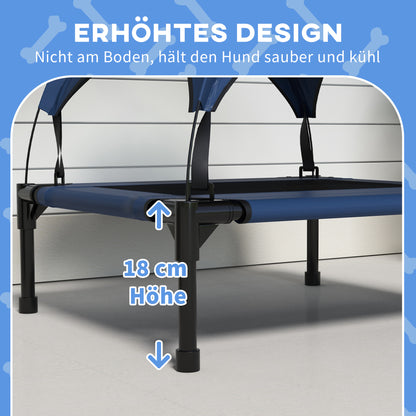 PawHut Hundebett mit Dach, atmungsaktiv, wasserabweisend, bis 20 kg, 76 x 61 x 69,5 cm, Dunkelblau