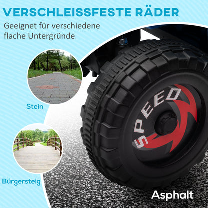HOMCOM Kinderquad, aufladbar, 2,5 km/h, mit Anhänger, 50 Min. Fahrzeit, für Kinder 1,5 bis 3 Jahre, Blau