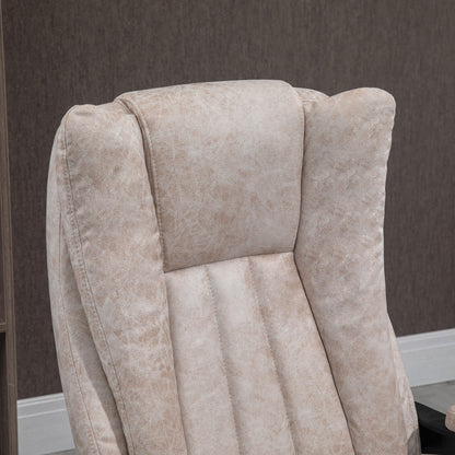 Vinsetto Bürostuhl Drehstuhl med Liegefunktion Fußstütze Bürosessel Sitzhöhenverstellung Stuhl Schreibtischstuhl Mikrofaser Kunststoff Metall Nylon Beige+Schwarz+Silber 63 x 71 x 110-118 cm