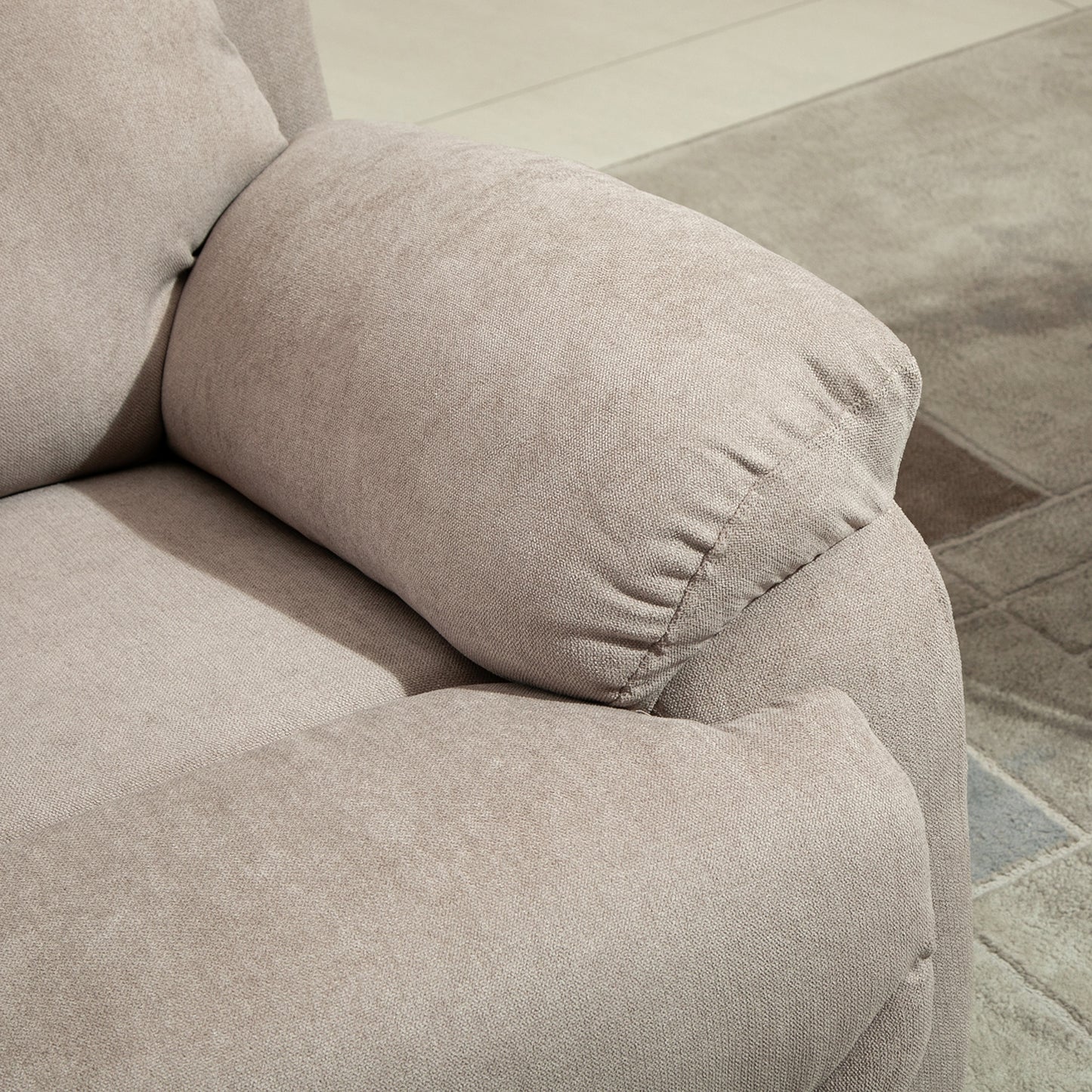 HOMCOM Relaxsessel Einzelsofa Liege 150° neigbarer Fernsehsessel Liegesessel TV-Sessel mit Schlaffunktion für Wohnzimmer Leinen Beige 93 x 88 x 102 cm