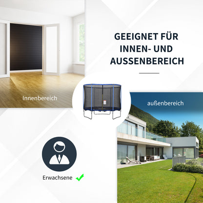 HOMCOM Trampolin mit Sicherheitsnetz Gartentrampolin für Innen- und Außenbereich Fitnesstrampolin für Jugendliche und Erwachsene Stahl Blau+Schwarz bis 113,6 kg Ø305 x 248H cm