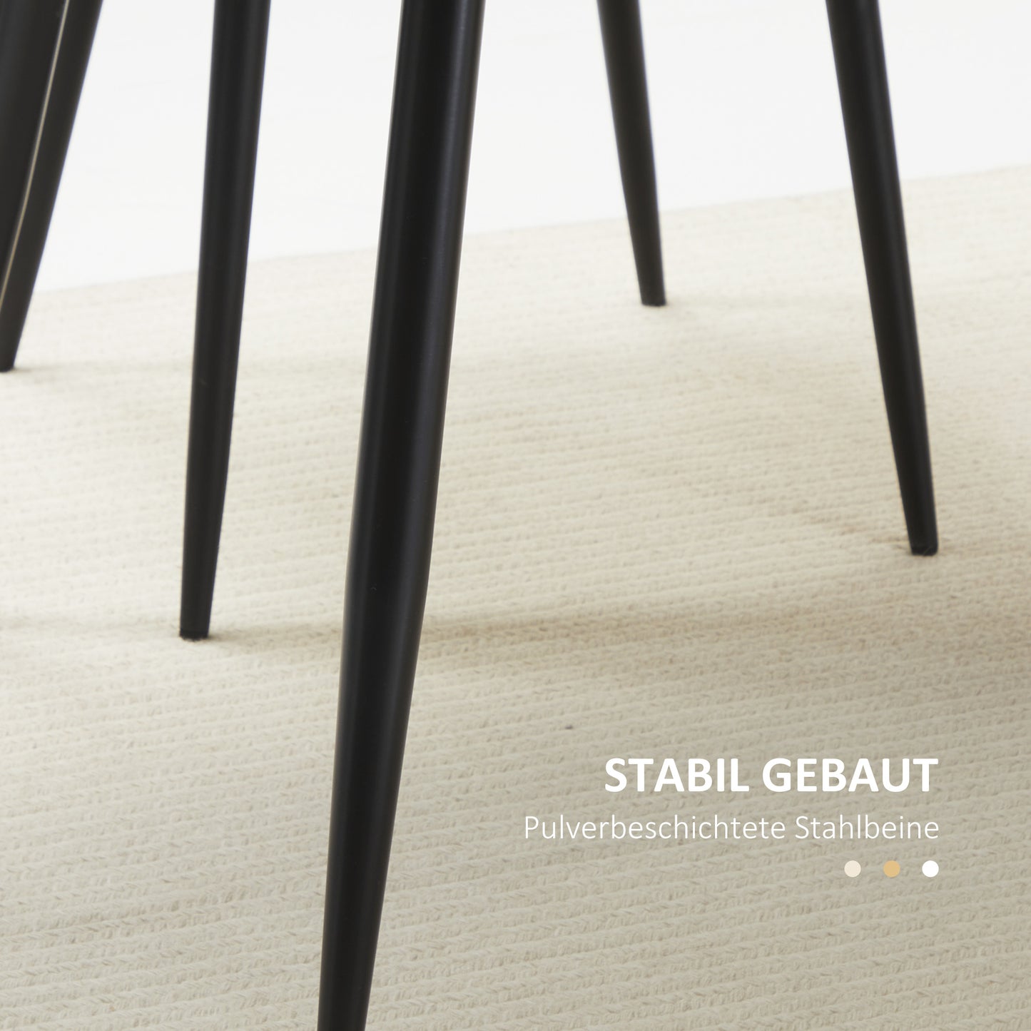 HOMCOM Esstisch im Skandi-Design, Küchentisch, für 4 Personen, Holzoptik, 140 cm x 80 cm x 76 cm, Natur + Schwarz