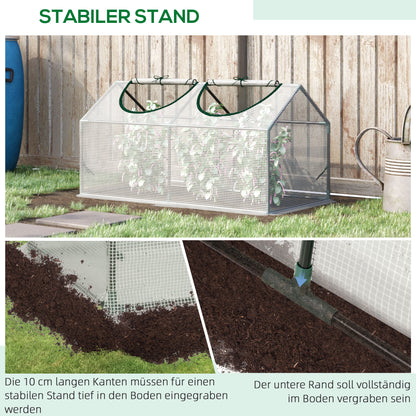 Outsunny Gewächshaus mit Fernster, PE-Gitterfolie, Foliengewächshaus aus Stahl, Treibhaus für Balkon, Garten, Tomatenhaus 120x60x60cm, Tomatengewächshaus für Gemüse, Blumen, Pflanzen, Weiß