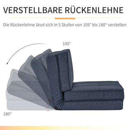 HOMCOM Bodensofa klappbar Schlafsessel Bodenstuhl 5-stuhfig verstellbar Klappsessel Schlafsofa Sofabett Einzelsofa Blau 61 x 73 x 58 cm