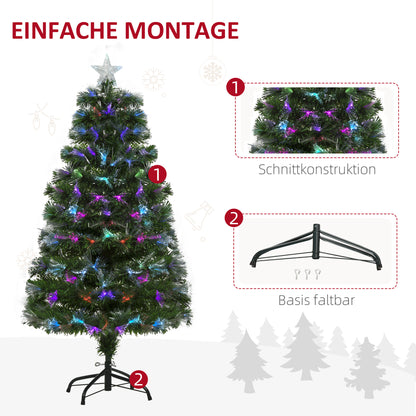 HOMCOM Weichnachtsbaum künslicher Weihnachtsbaum Christbaum, LED-Lichter, Sternspitze, 66 cm x 66 cm x 120 cm, Grün