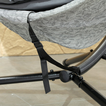 Outsunny Eiförmiger Hängekorb, Hängesessel mit Schaukelfunktion und faltbarem Korb, Gartenstuhl, Becherhalter, Grau