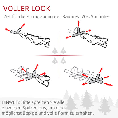 HOMCOM Künstlicher Weihnachtsbaum, schneebedeckt, schmales Design, feuerfest, 210 cm, Grün/Weiß