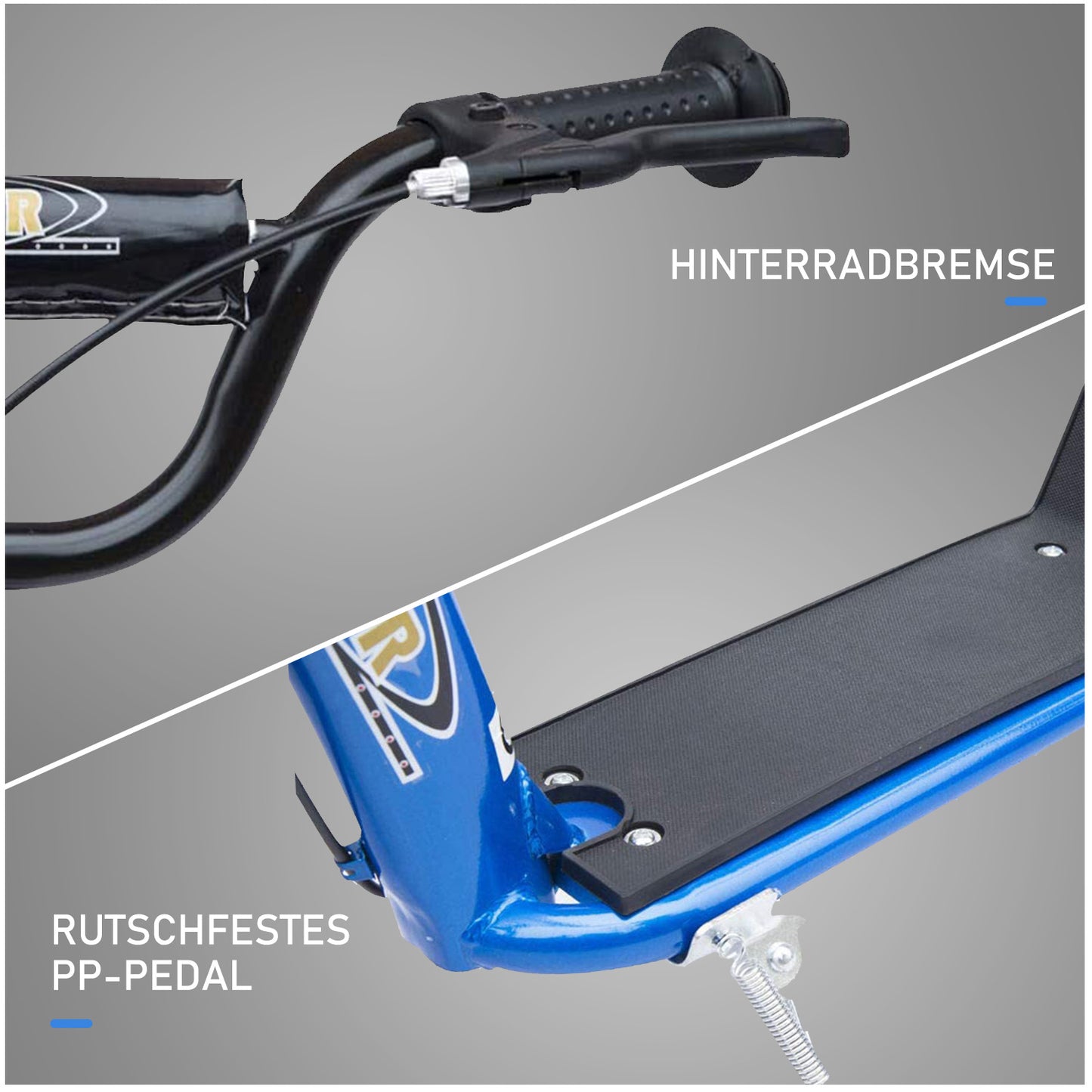 HOMCOM Kinderroller mit Hinterbremse Kickscooter 12 Zoll Tretroller Roller Scooter Cityroller für Kinder Kickboard Höhenverstellbar Stahl EVA Blau 120 x 52 x 80-88 cm