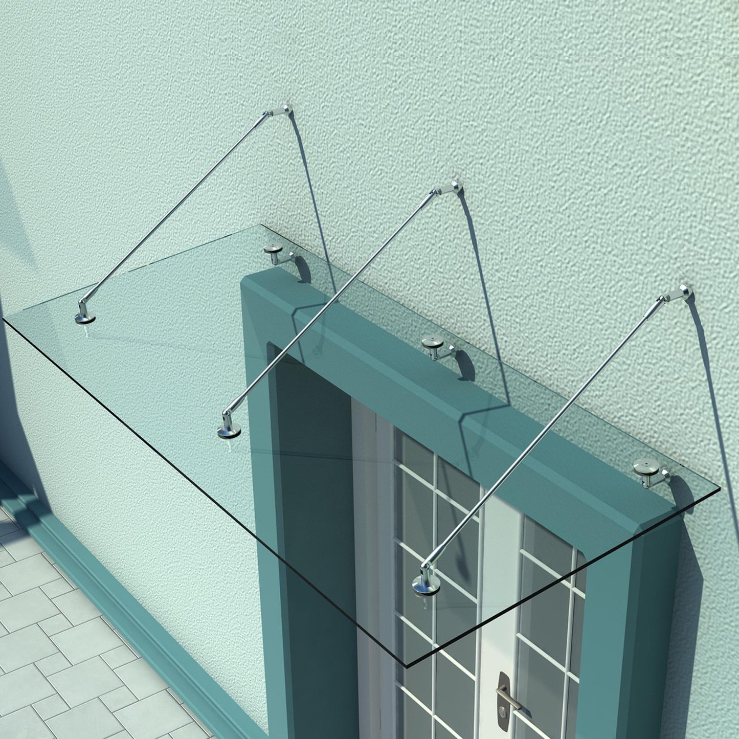 HOMCOM Vordach Glasvordach Türvordach gehärtetes Glas(ESG) Edelstahl Klarglas (200x90cm) (L)