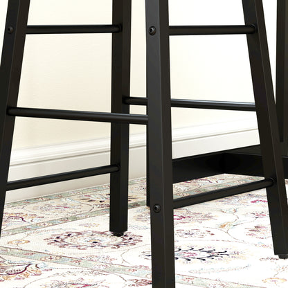 HOMCOM 3-teiliges Bartisch-Set, 1 Tresen, 2 Stühle, mit Stauraum und Fußstützen, platzsparend, Hellbraun+Schwarz