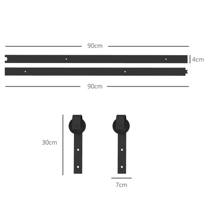 HOMCOM Schiebetür-Bausatz, leise & leichtgängig, für Holz- & Zementwände, 183cm, Stahl, Schwarz