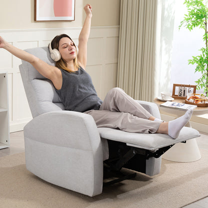 HOMCOM Verstellbarer Relaxsessel mit Fußstütze, Moderner Polstersessel, Hellgrau