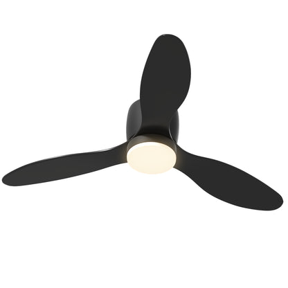 HOMCOM Deckenventilator mit Lampe und Fernbedienung, 3 Lichtfarben, 6 Geschwindigkeiten, Einstellbare Helligkeit, Schwarz