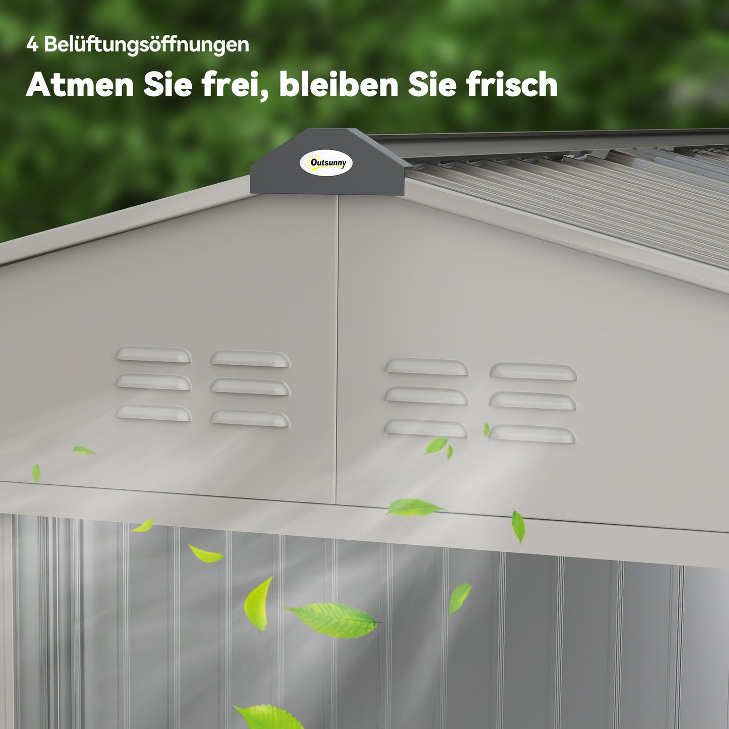 Outsunny Geräteschuppen aus Metall mit Schiebetüren und Belüftungsfenstern, 277 x 195 x 192 cm, Grau