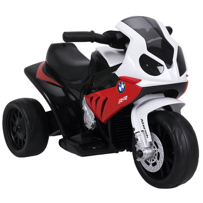 HOMCOM Elektro Kindermotorrad BMW S1000RR Elektromotorrad mit Musik, Scheinwerfer, Kinder Elektro Motorrad für Kinder von 18-36 Monaten Rot