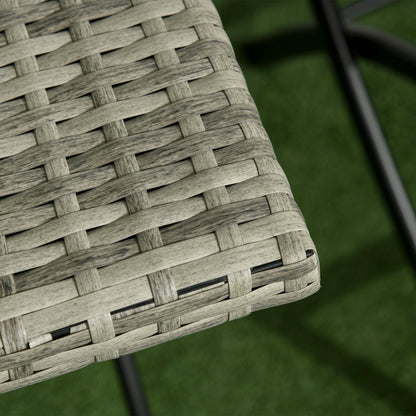 Outsunny 3-tlg. Gartensitzgruppe, 2 Klappstühle, 1 Klapptisch, Rattanoptik, Metallrahmen, hellgrau