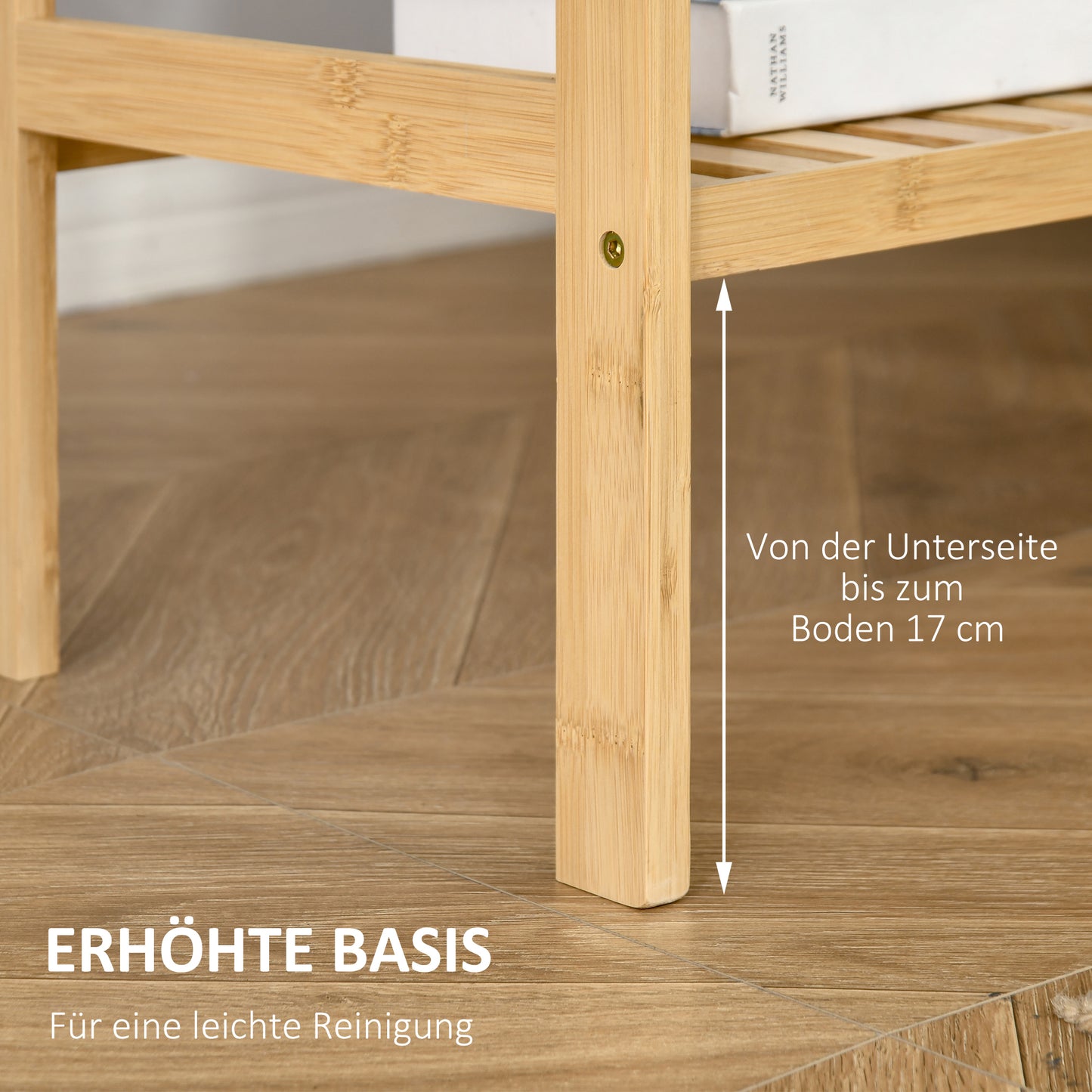 HOMCOM Standregal Bücherregal 4-stufiges Bambusregal Büroregal Lagerregal Aktenregal Küchenregal für Bad Küche Wohnzimmer Schlafzimmer Bambus Natur 62 x 33 x 112 cm