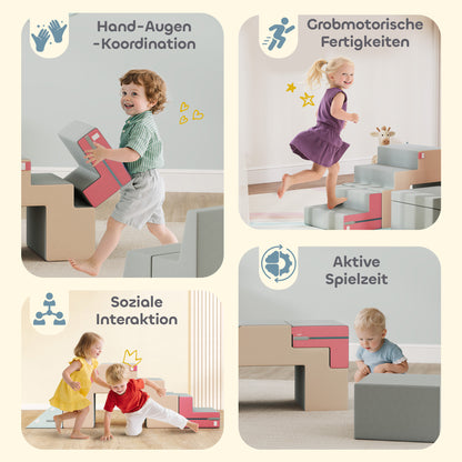 AIYAPLAY 2-teiliges weiches Spielblöcke-Set für Kleinkinder, Kunstleder, Schaumstoff, zum Klettern, Bauen, Spielen, Bunt