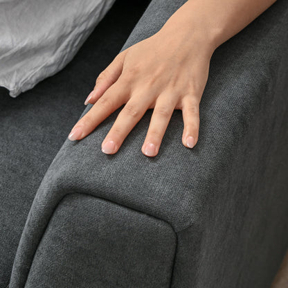HOMCOM 3-Sitzer-Sofa mit Bettfunktion, Schlafsofa mit Chaiselongue, Polstersofa, Dunkelgrau
