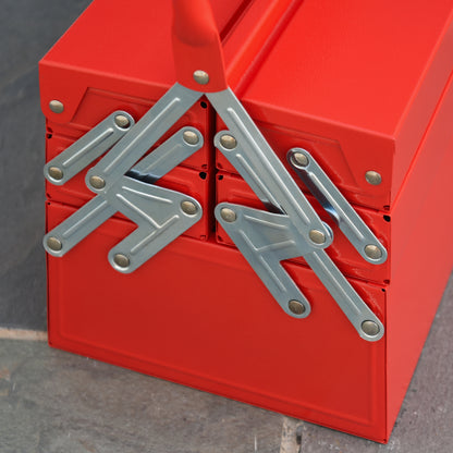 DURHAND Werkzeugkasten Werkzeugkoffer mit 5 Fächern 45 x 20 x 34,5cm Stahl Rot