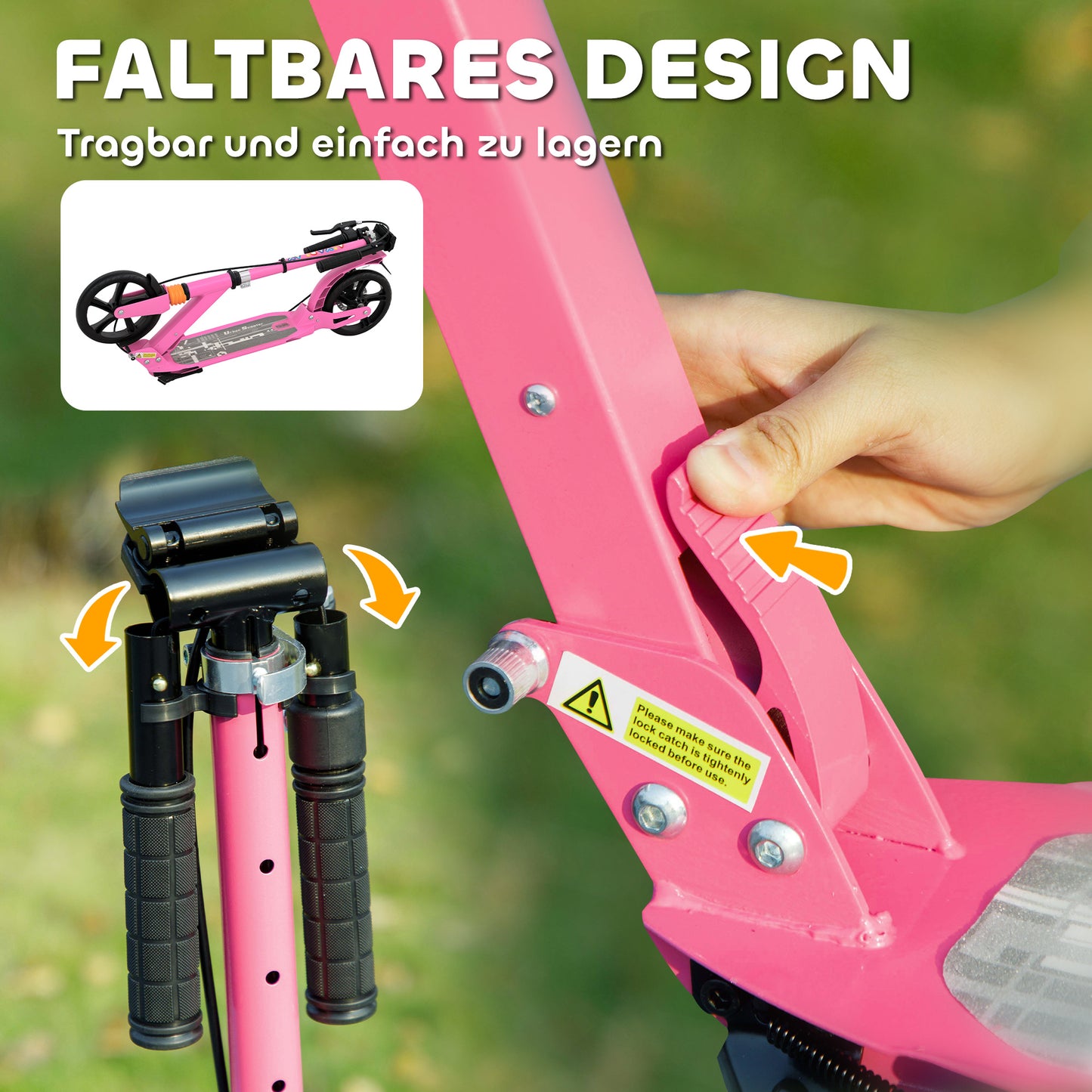 AIYAPLAY Roller Kinder Scooter mit verstellbaren Griffen klappbarer Kinderroller für Kinder 6-12 Jahre 94 x 36 x 88-103 cm Rosa