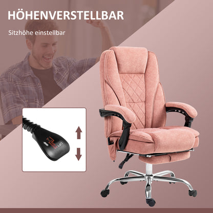 Vinsetto Ergonomischer Bürostuhl mit Massagefunktion, Fußstütze, drehbar, rollbar, Rosa