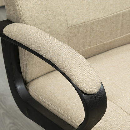 Vinsetto Bürostuhl i Leinenoptik, höhenverstellbar, Wippfunktion, 5 Rollen, Beige