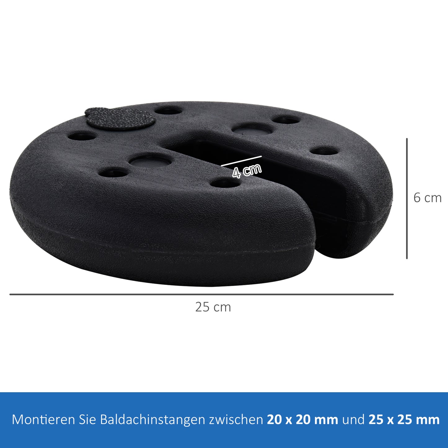 Outsunny Pavillon Standfuß 4 Stk. Gewicht Partyzelt Pavillonvikt befüllbar till 5 kg Gewichte für Pavillon Beschwerer für Pavillons Ø25 x 6 cm Schwarz