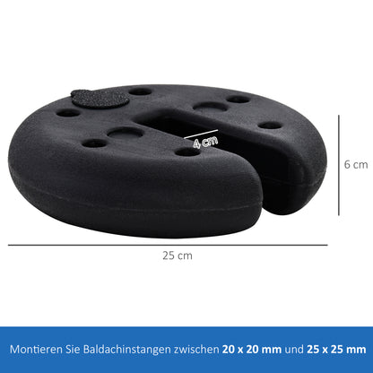 Outsunny Pavillon Standfuß 4 Stk. Gewicht Partyzelt Pavillonvikt befüllbar till 5 kg Gewichte für Pavillon Beschwerer für Pavillons Ø25 x 6 cm Schwarz