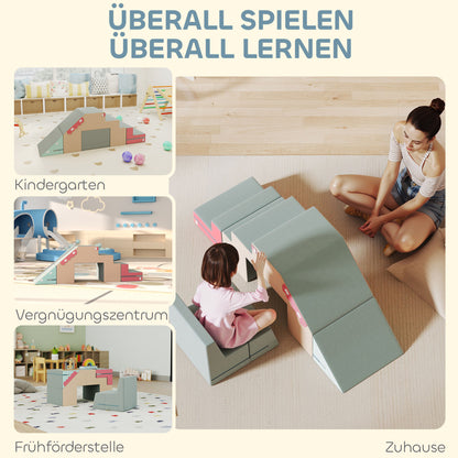 AIYAPLAY 2-teiliges weiches Spielblöcke-Set für Kleinkinder, Kunstleder, Schaumstoff, zum Klettern, Bauen, Spielen, Bunt