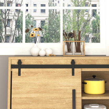 HOMCOM 183 cm Schiebetür Komplettset Schiebetürsystem mit Bodenführung, Schiebetür Laufschiene, Laufrollen Schiebetürbeschlag aus Kohlenstoffstahl für Doppelschiebetür