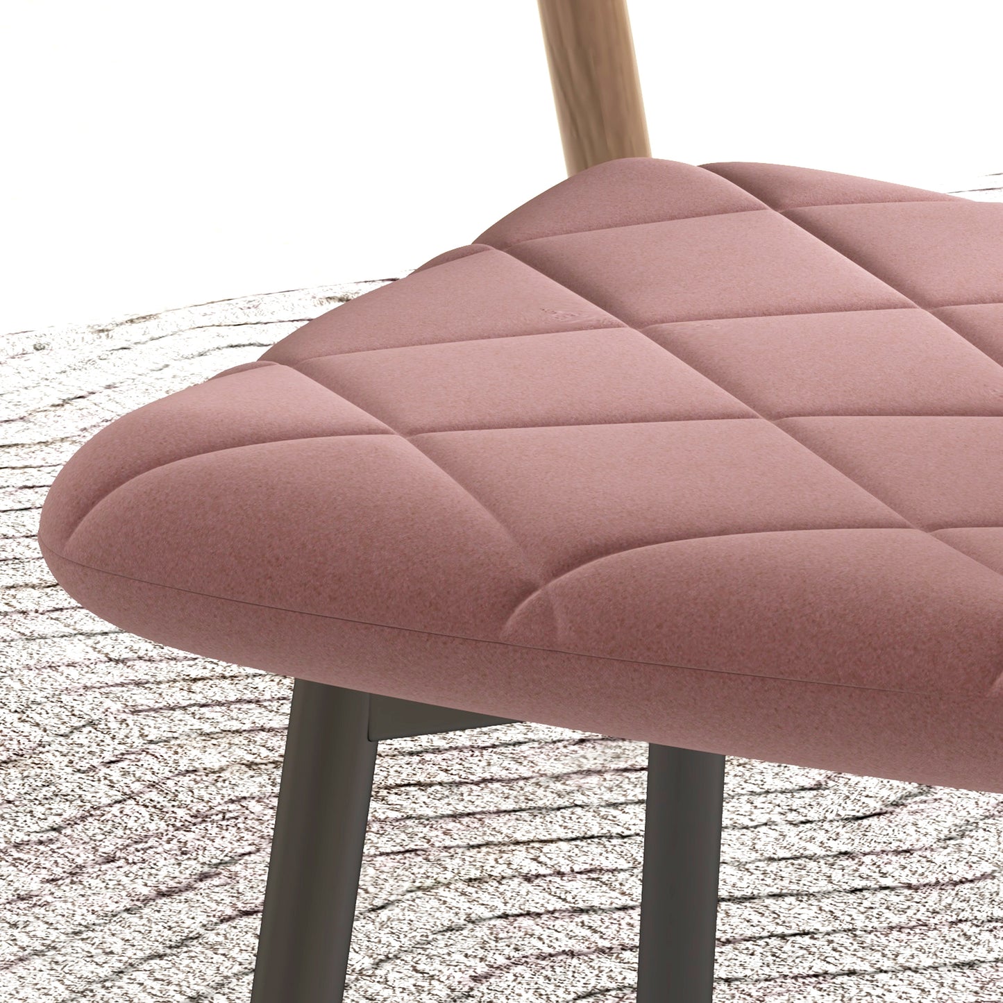 HOMCOM Esszimmerstühle 4er Set Küchenstuhl mit Rückenlehne, Samtoptik, Sessel 45 x 54 x 87 cm Rosa