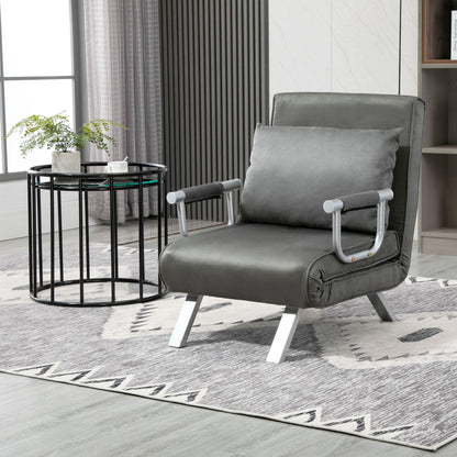 HOMCOM Relaxsessel Liegesessel Sessel, Liegefunktion, Gästebett, 65 cm x 69 cm x 80 cm, Grau