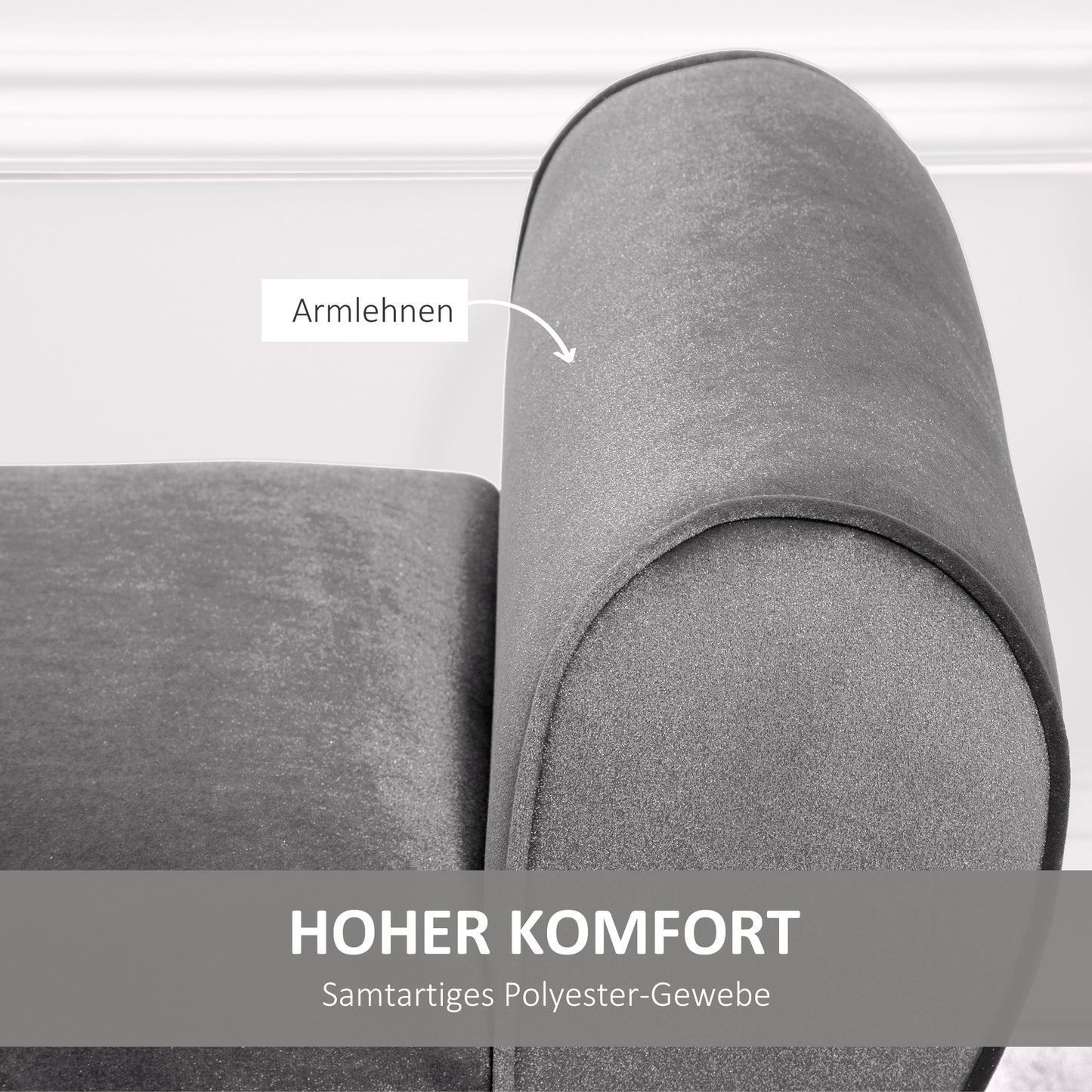 HOMCOM Polsterbank mit Stauraum und Armlehnen, Truhenbank für Flur, Schlafzimmer, Wohnzimmer, 118 x 42 x 66 cm, Dunkelgrau