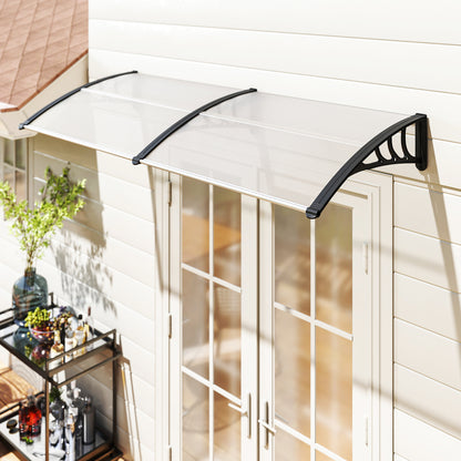 Outsunny Pultvordach Vordach für Haustür 75x195x23 cm Überdachung 5mm Polykarbonat Sonnenskydd Regenskydd für draußen Alu Transparent