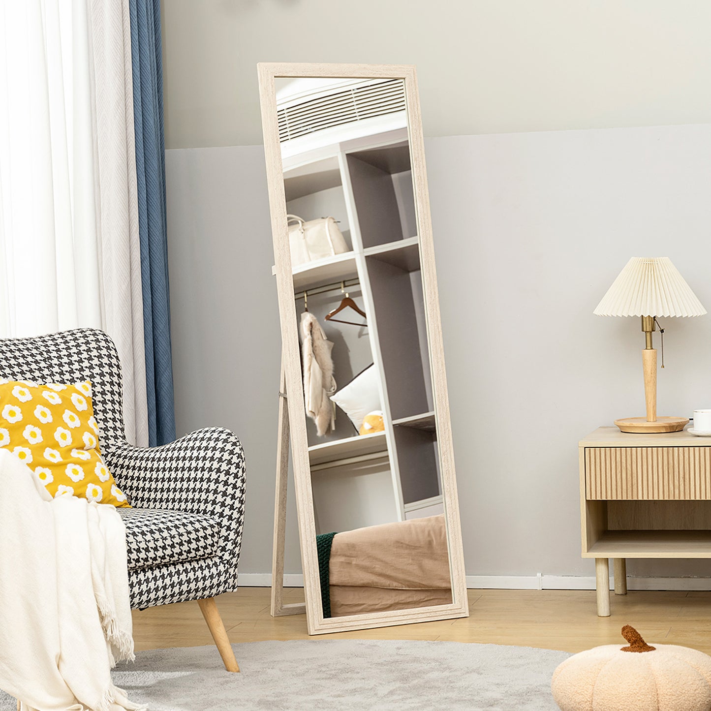 HOMCOM 160 x 50 cm Ganzkörperspiegel, vielseitig verwendbar, rechteckiges Design mit Rahmen, Weiß