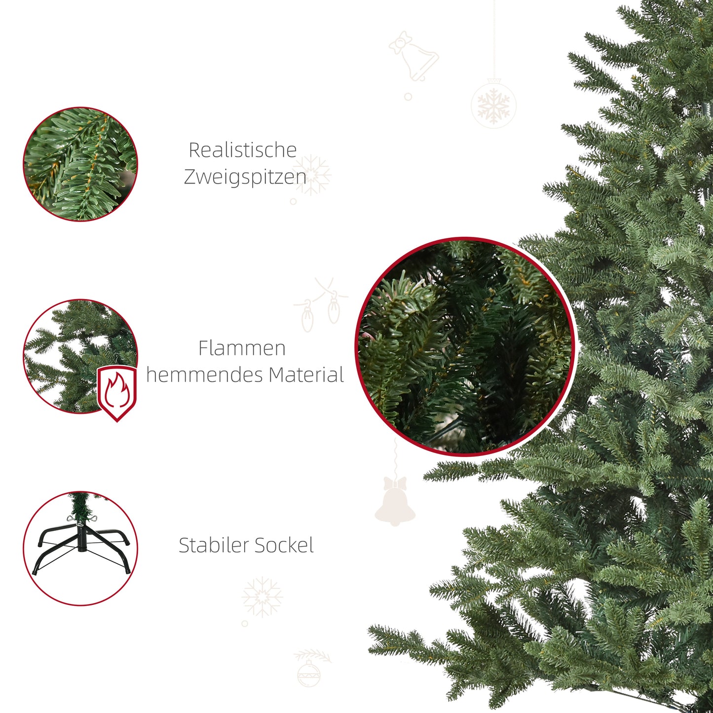 HOMCOM künstlicher Weihnachtsbaum 1,5 m Christbaum Tannenbaum PVC PE Metall Grün Ø105 x 150 cm