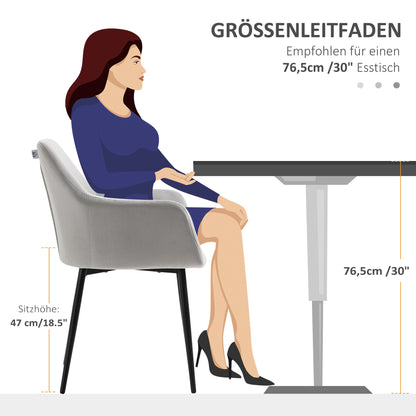 HOMCOM Küchenstühle im 2er-Set, weich gepolstert, Vintage-Design, Rattanoptik, Grau