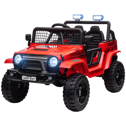 AIYAPLAY Kinder-Elektroauto mit sanfter Federung, fernsteuerbar, LED-Lichter, Hupe, 12V-Motoren, aus Kunststoff und Metall, Rot