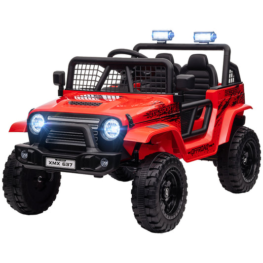 AIYAPLAY Kinder-Elektroauto mit sanfter Federung, fernsteuerbar, LED-Lichter, Hupe, 12V-Motoren, aus Kunststoff und Metall, Rot