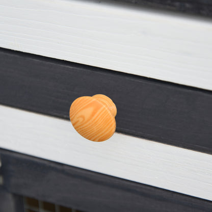 PawHut Kleintierstall mit 2 Freigehegen wetterbeständig Tannenholz Weiß + Grün