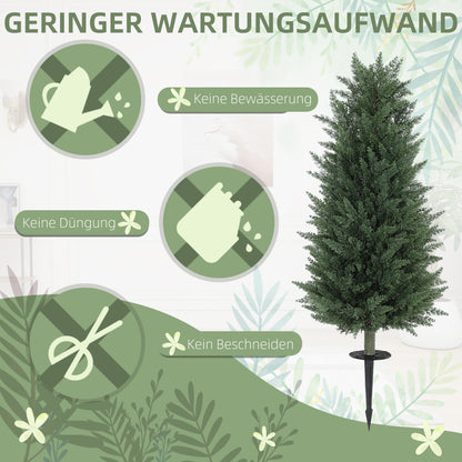 HOMCOM 2er-Set Kunstpflanzen, künstliche Zypressen mit je 831 Blättern, vielseitig, Grün