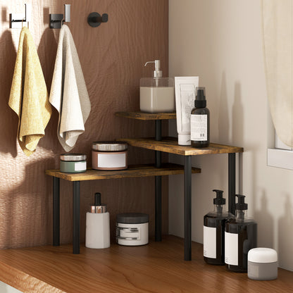 HOMCOM Küchenregal, Drehbar Mikrowellenregal mit 3 Ebenen, Industrielles Standregal Metall, 40 x 18 x 36,5 cm